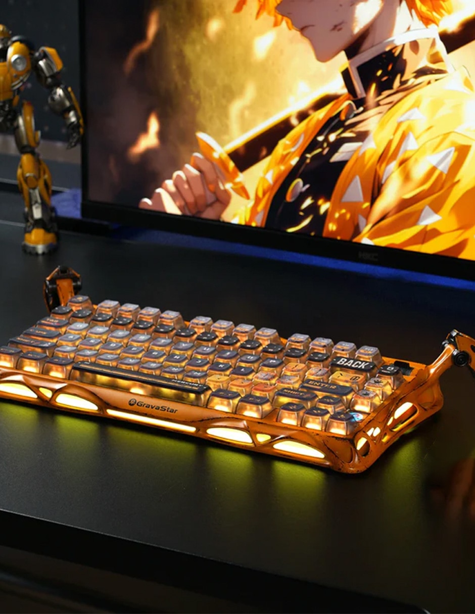 Teclado gamer alámbrica e inalámbrica QWERT inglés con interruptor Lineal (Red Black) Gravastar Mercury K1 Pro