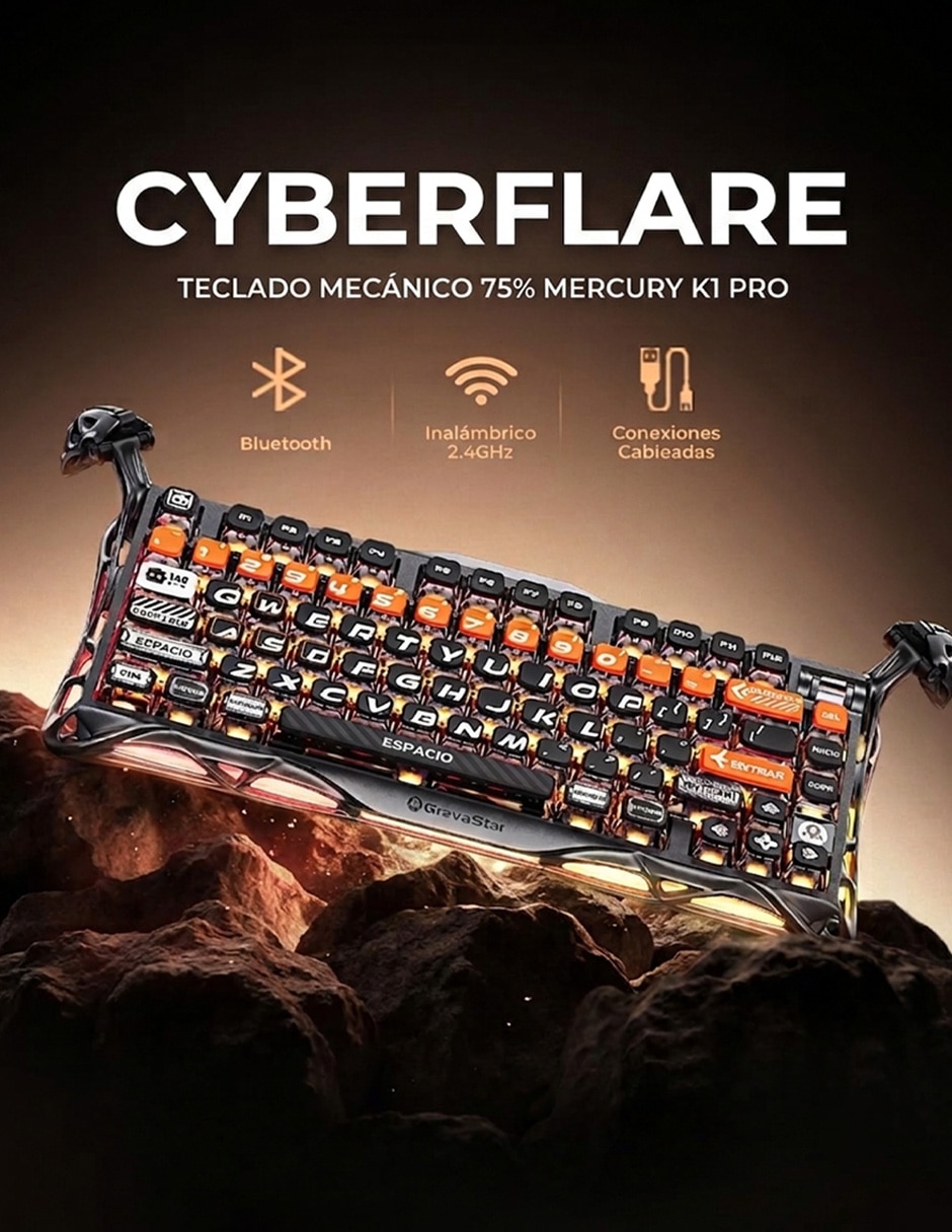 Alámbrica e inalámbrica QWERT inglés con interruptor Lineal (Red Black) Mercury K1 Pro 3
