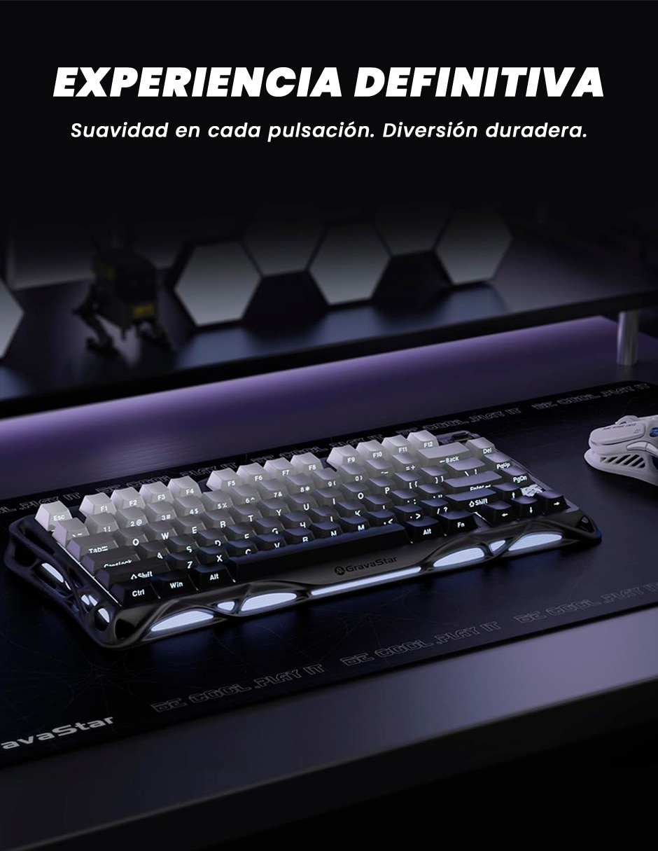 Teclado gamer alámbrica e inalámbrica QWERT inglés con interruptor Lineal (Red Black) Gravastar Mercury K1