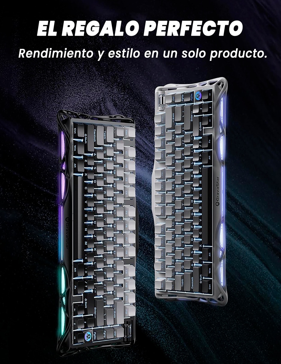 Teclado gamer alámbrica e inalámbrica QWERT inglés con interruptor Lineal (Red Black) Gravastar Mercury K1
