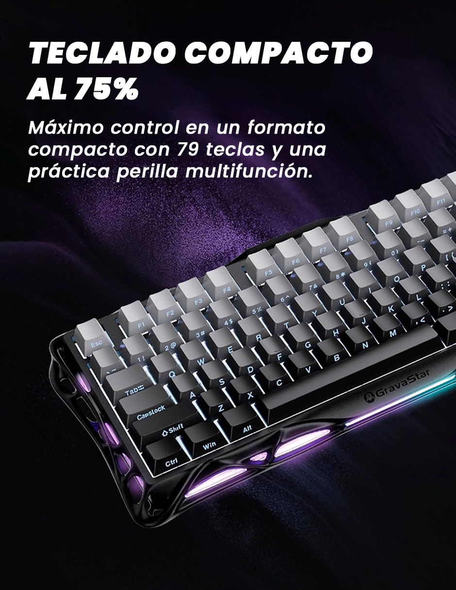 Teclado gamer alámbrica e inalámbrica QWERT inglés con interruptor Lineal (Red Black) Gravastar Mercury K1