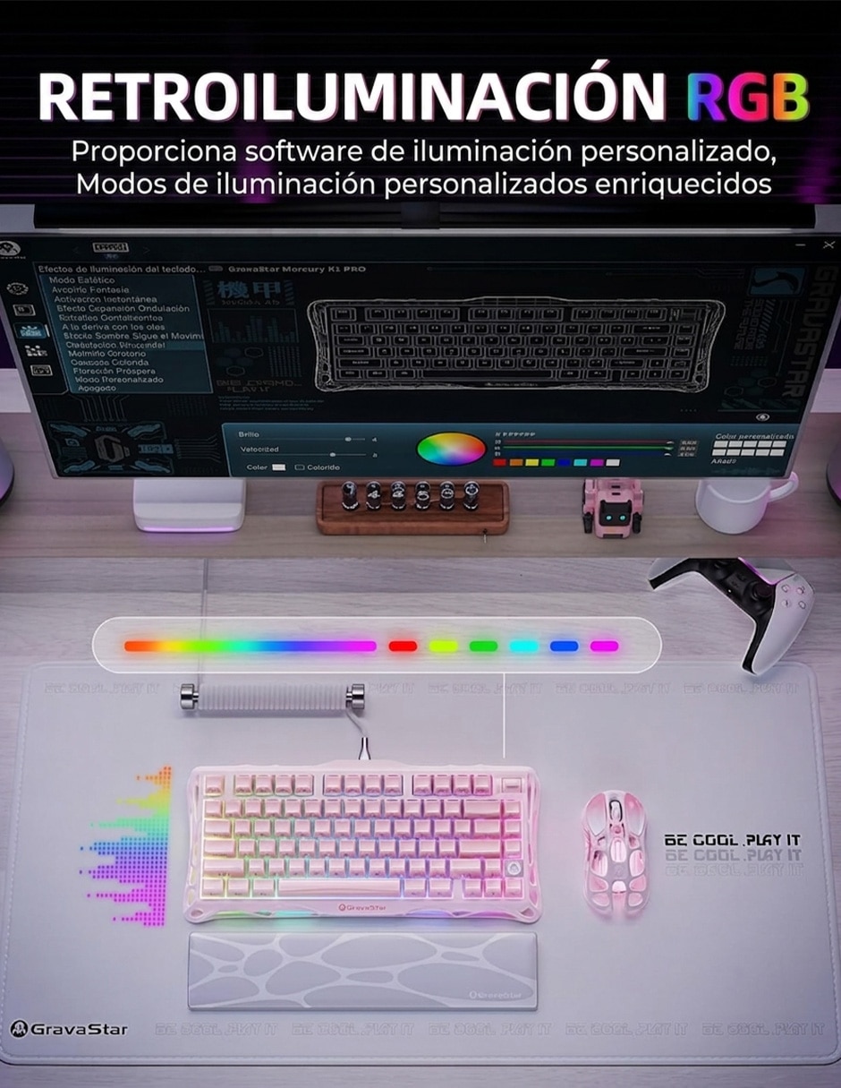 Teclado gamer alámbrica e inalámbrica QWERT inglés con interruptor Lineal (Red Black) Mercury K1 3