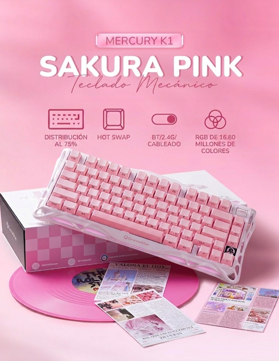 Teclado gamer alámbrica e inalámbrica QWERT inglés con interruptor Lineal (Red Black) Mercury K1 7