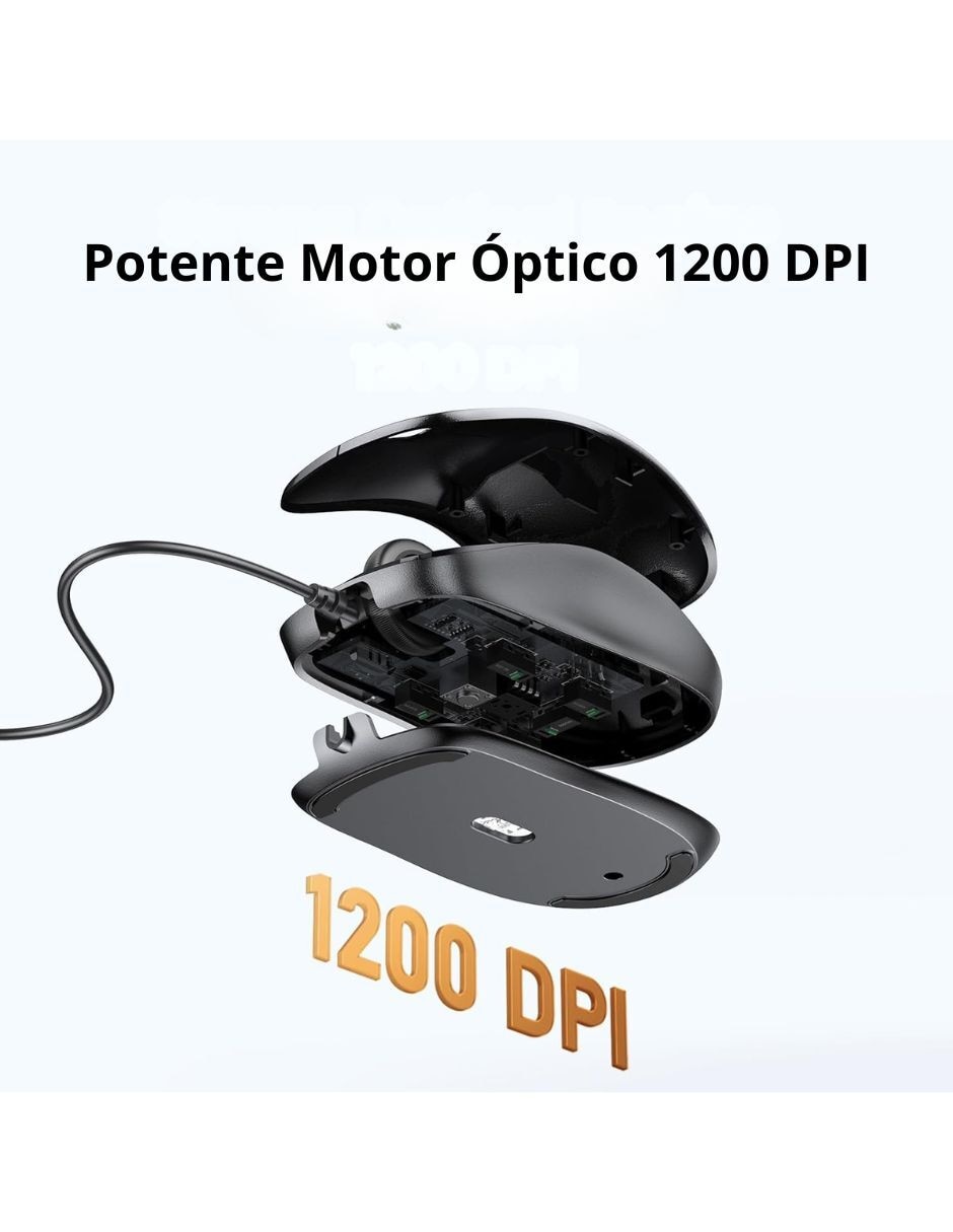 Mouse alámbrico Optico 90789 Usb 1200 Dpi Silencioso 90789 3