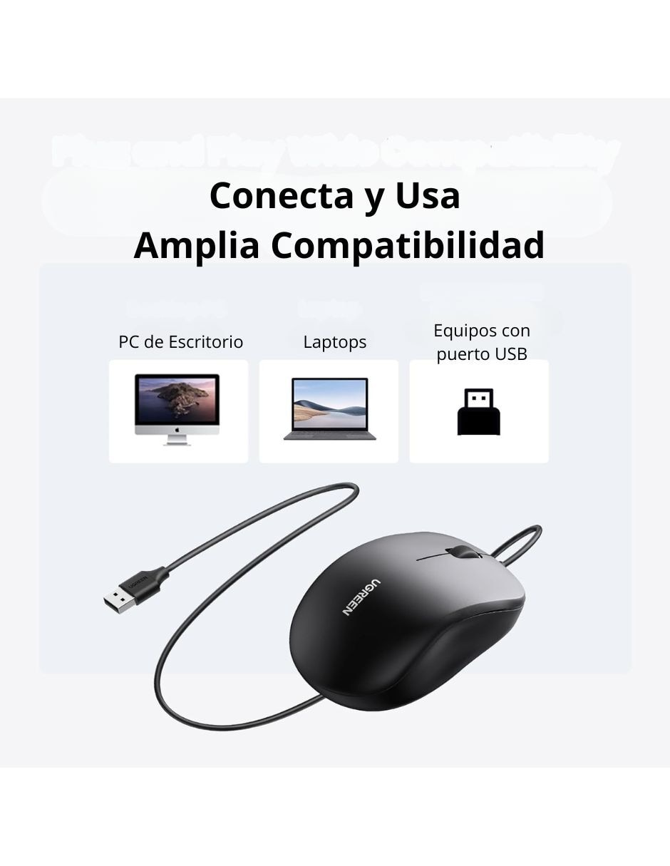 Mouse alámbrico Optico 90789 Usb 1200 Dpi Silencioso 90789 6