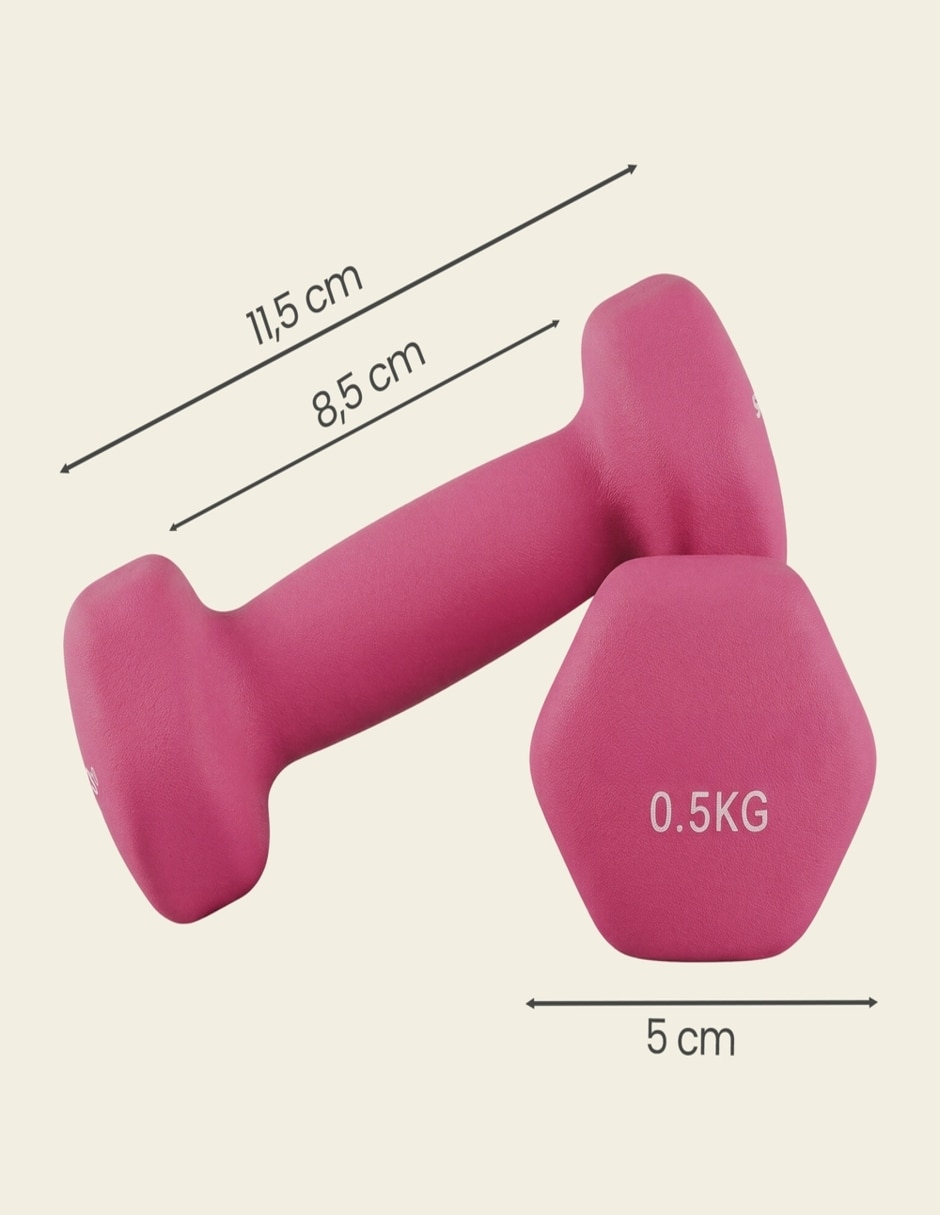 Set de mancuernas de peso fijo 1 kg 2 piezas 4