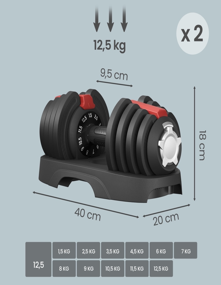 Pesa de peso variable 25 kg 2 piezas 4