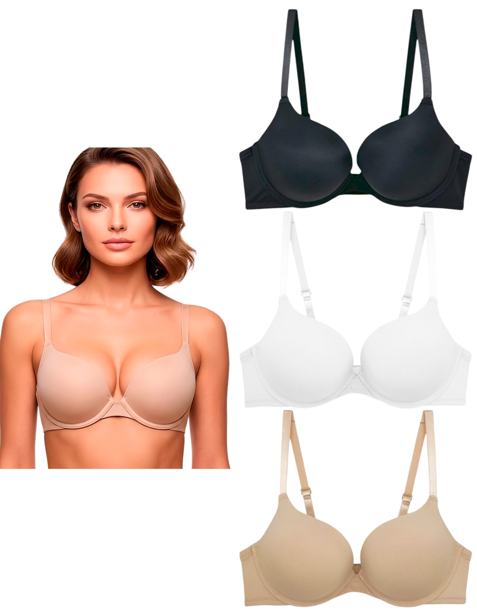 Brassiere demi copa doble push up seamless para mujer Brassiere demi copa doble push up seamless para mujer