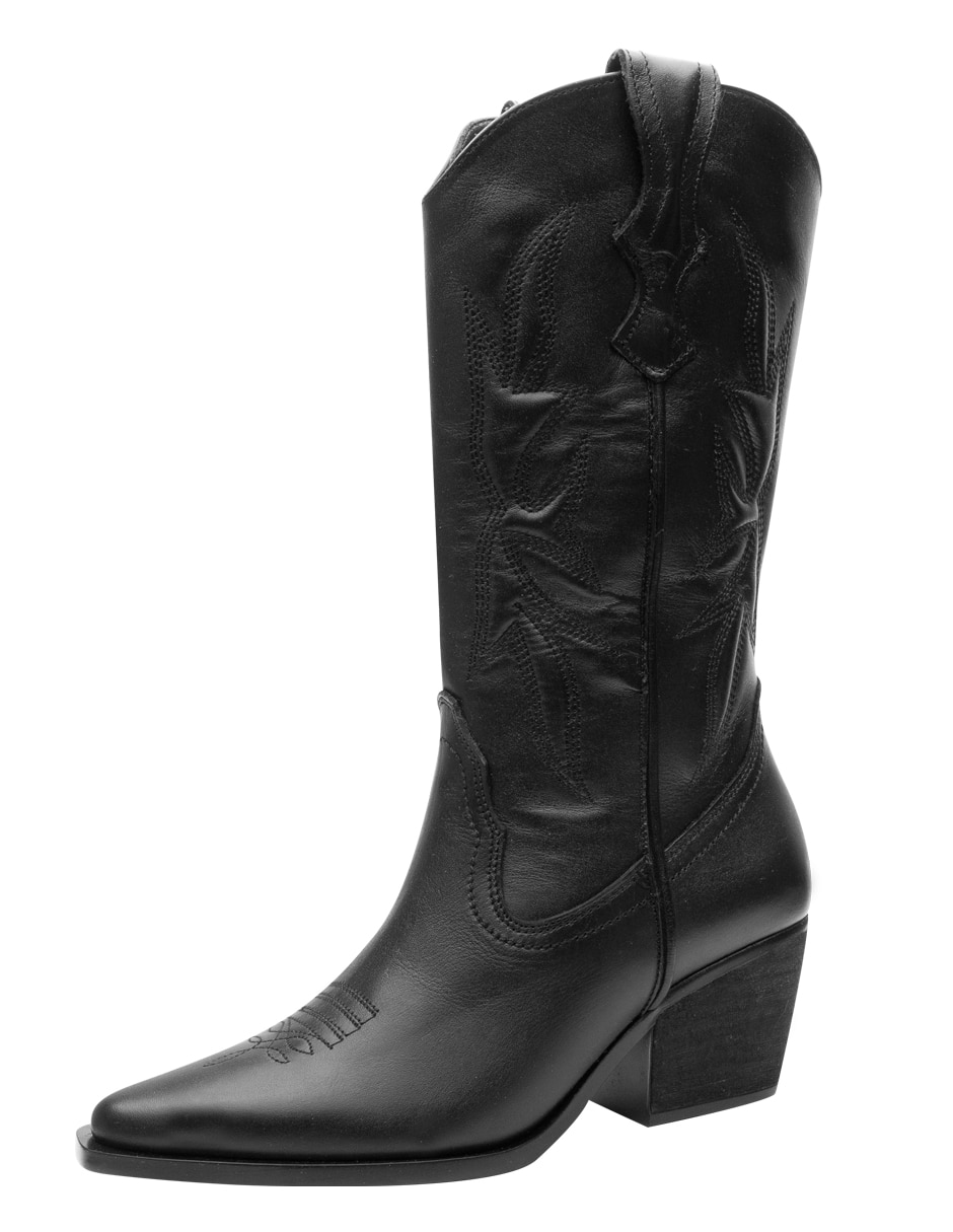 Bota cowboy abajo de la rodilla de piel para mujer 2
