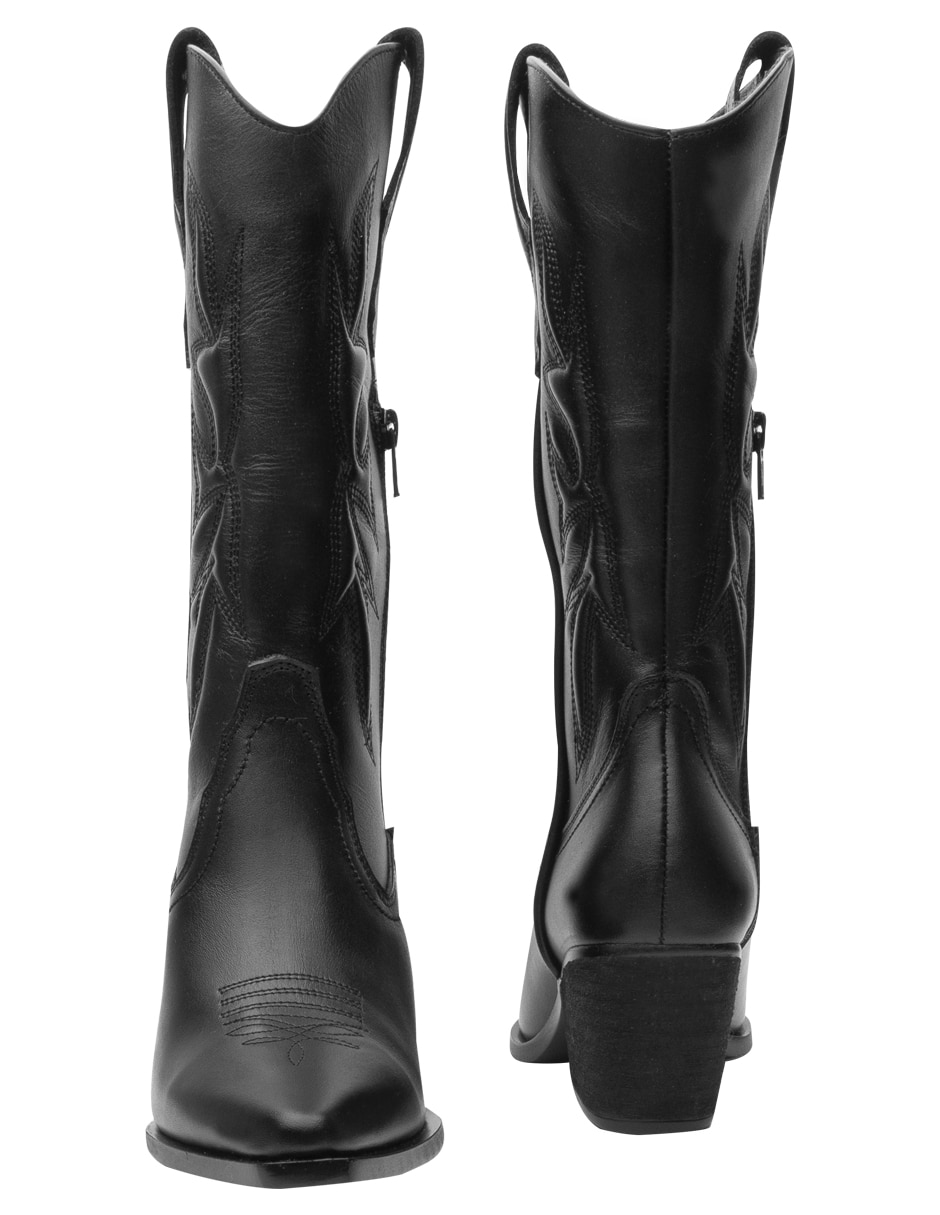 Bota cowboy abajo de la rodilla de piel para mujer 4