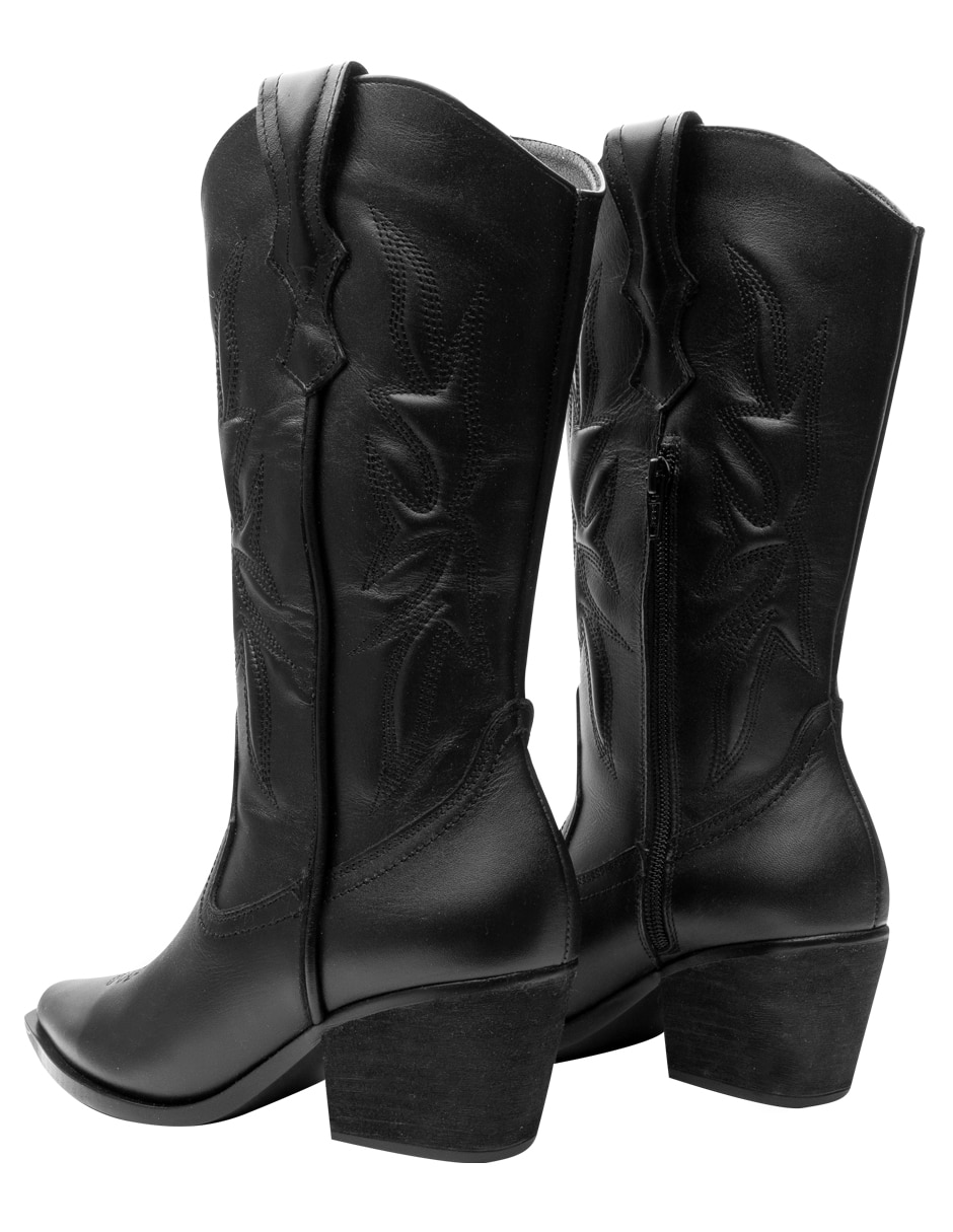 Bota cowboy abajo de la rodilla de piel para mujer 6