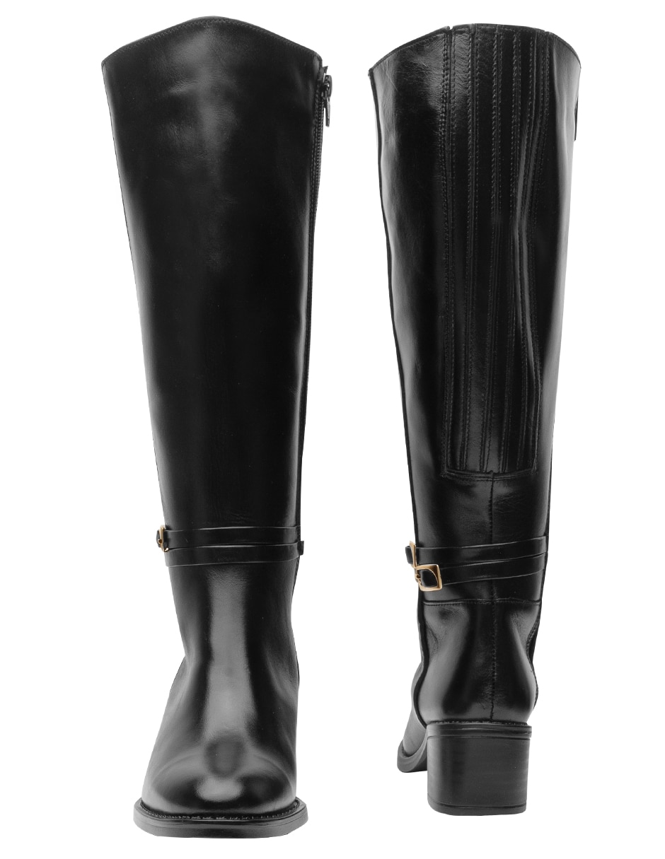 Bota abajo de la rodilla de piel para mujer 4