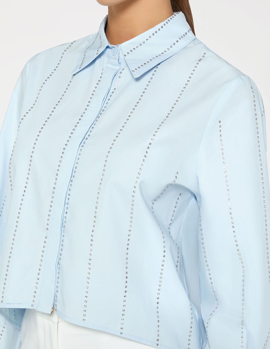 Blusa studio f camisas de lujo manga larga para mujer