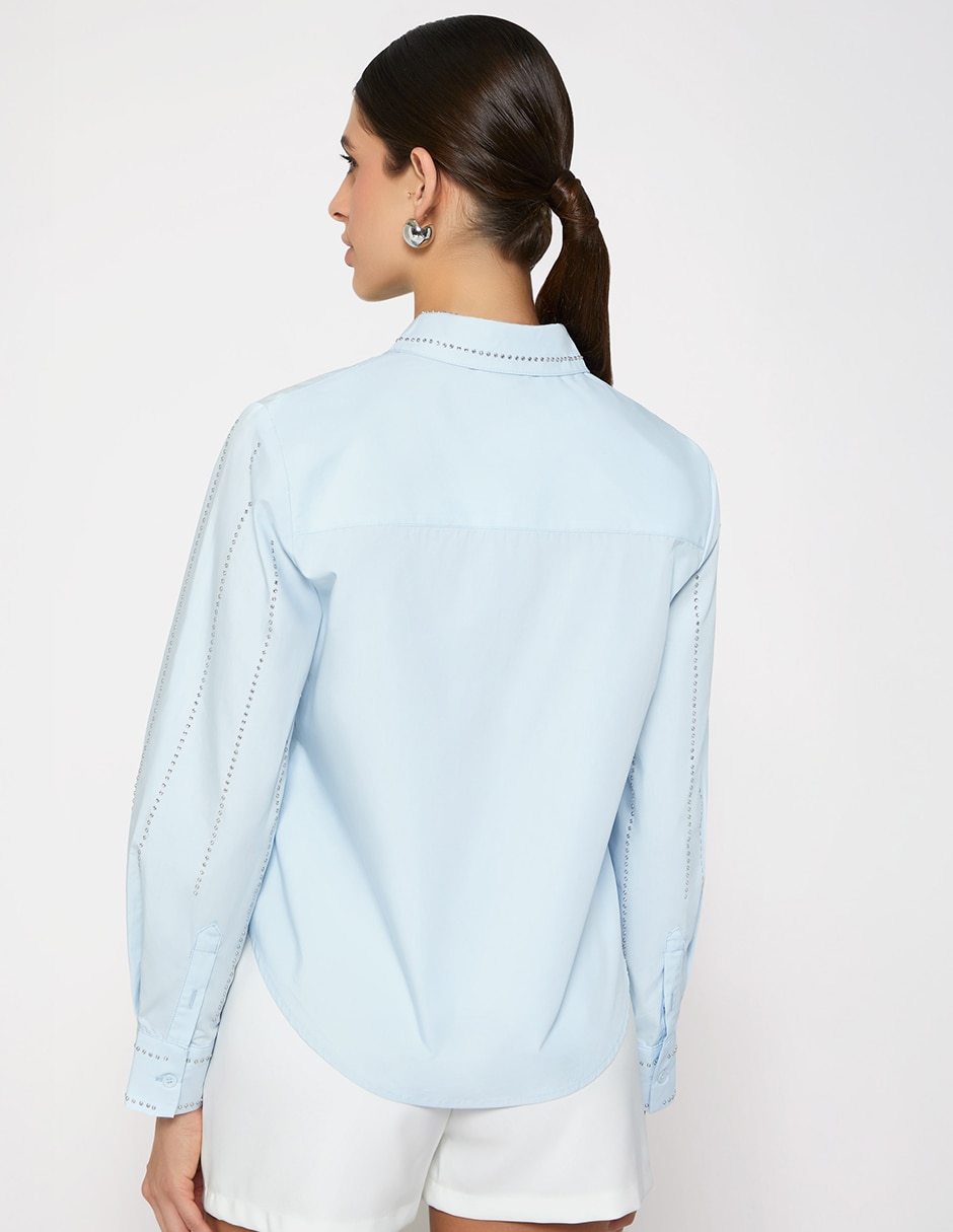Blusa studio f camisas de lujo manga larga para mujer