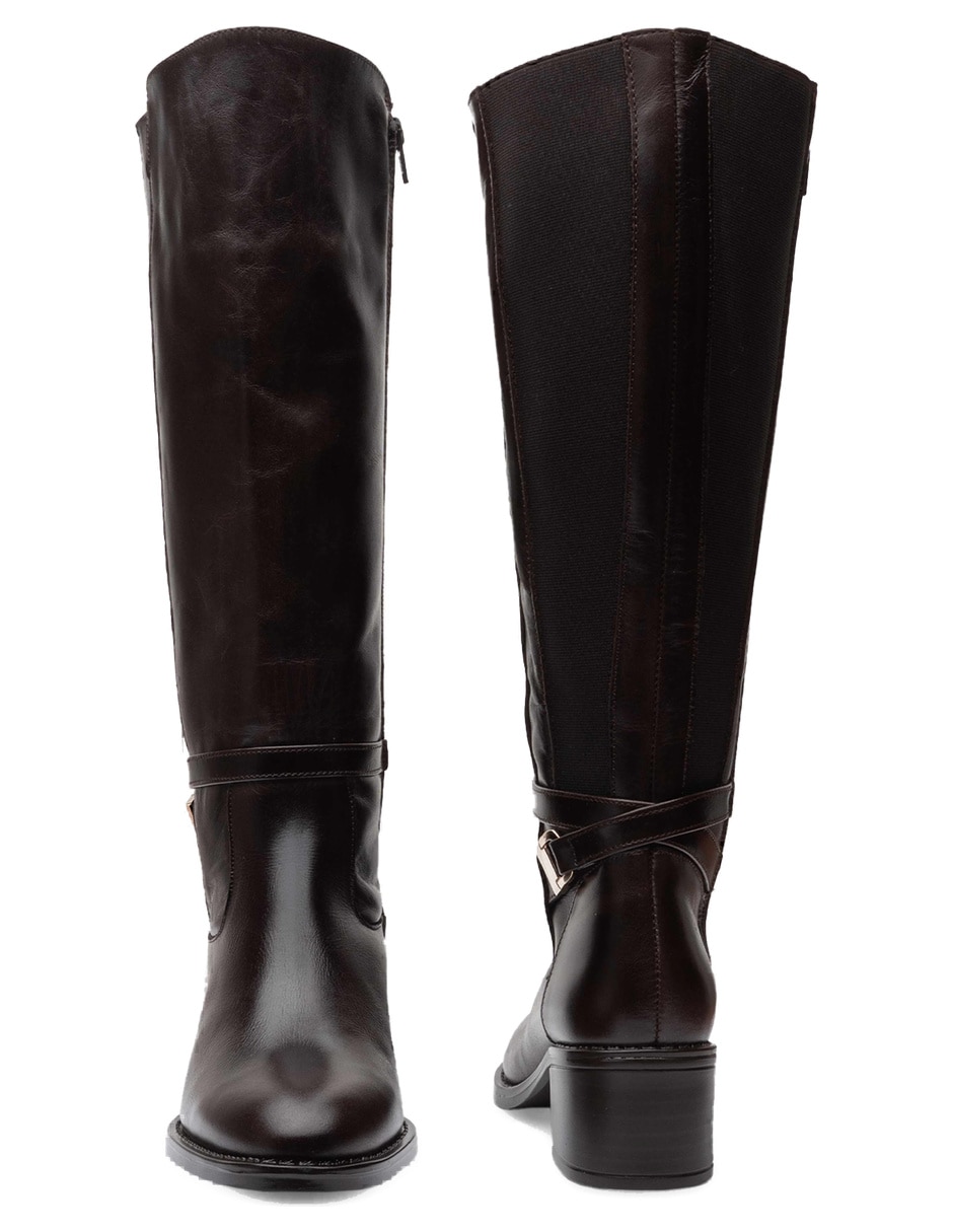 Bota abajo de la rodilla de piel para mujer 4