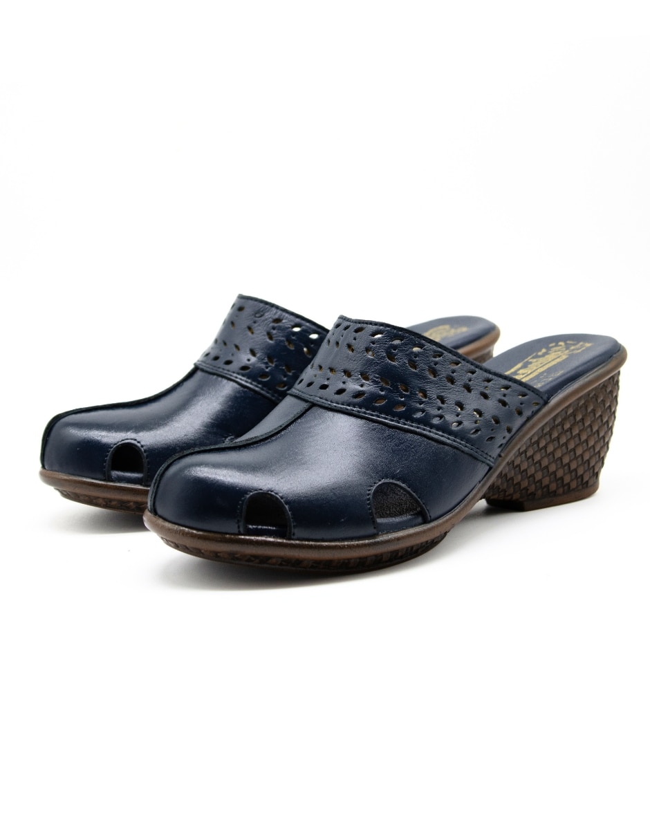 Zueco Dahort de piel para mujer