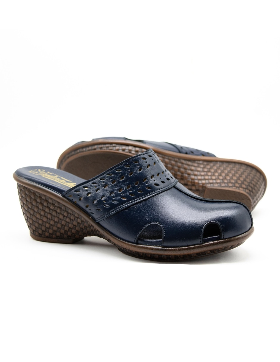 Zueco Dahort de piel para mujer
