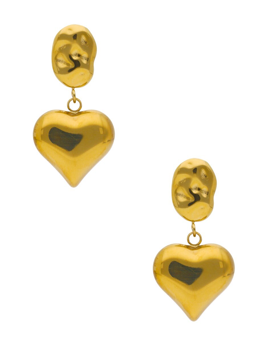 Aretes largos de corazón Nuvi con acabado brillante