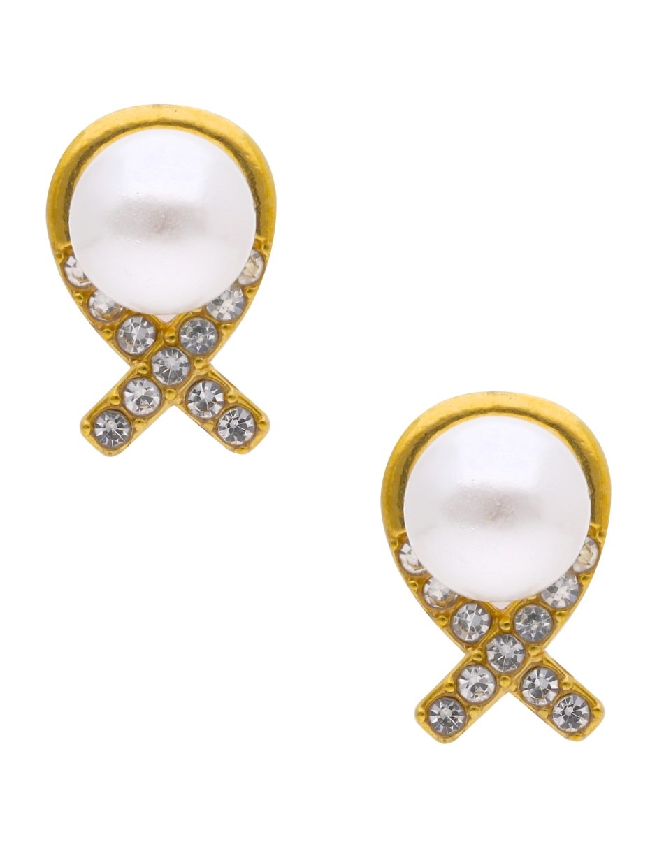 Aretes cortos de moño Nuvi con acabado brillante