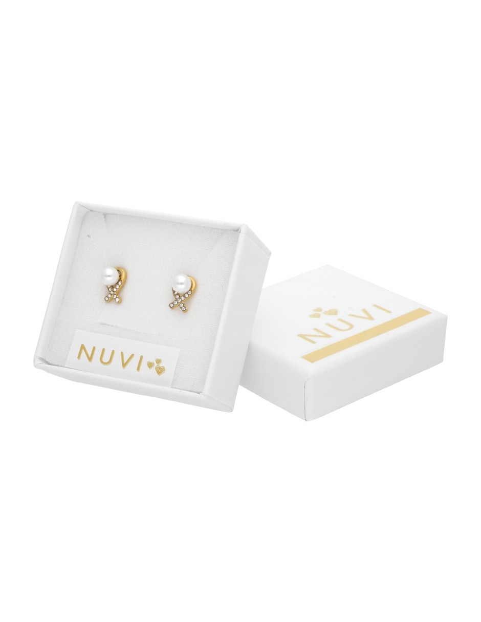 Aretes cortos de moño Nuvi con acabado brillante