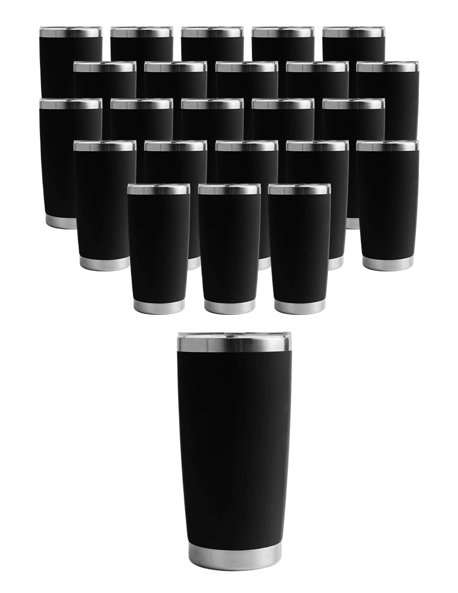 Termo de acero inoxidable set 25 termos de 20 oz Giulia Negro con tapa a presión Termo de acero inoxidable set 25 termos de 20 oz Giulia Negro con tapa a presión