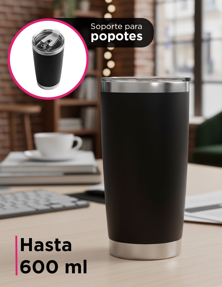Termo de acero inoxidable set 25 termos de 20 oz Giulia Negro con tapa a presión 5
