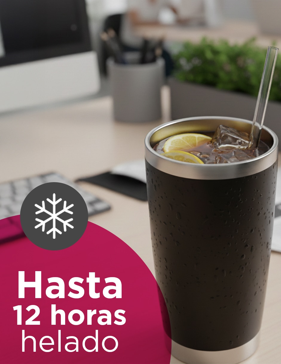 Termo de acero inoxidable set 25 termos de 20 oz Giulia Negro con tapa a presión 6