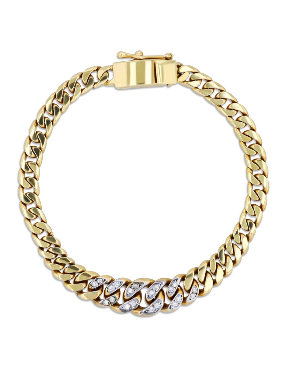 Pulsera de oro amarillo con diamante 14 k acabado Pulsera de oro amarillo con diamante 14 k acabado