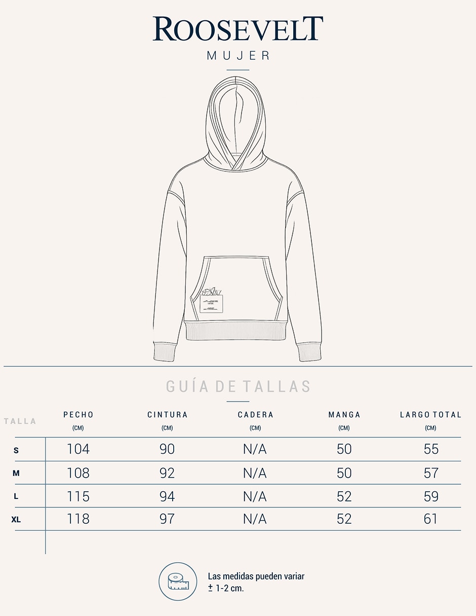 Sudadera con bolsa canguro Roosevelt para mujer