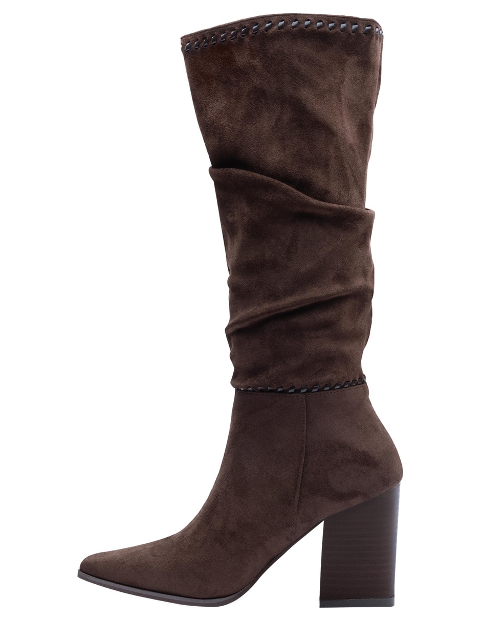 Bota abajo de la rodilla de gamuza para mujer