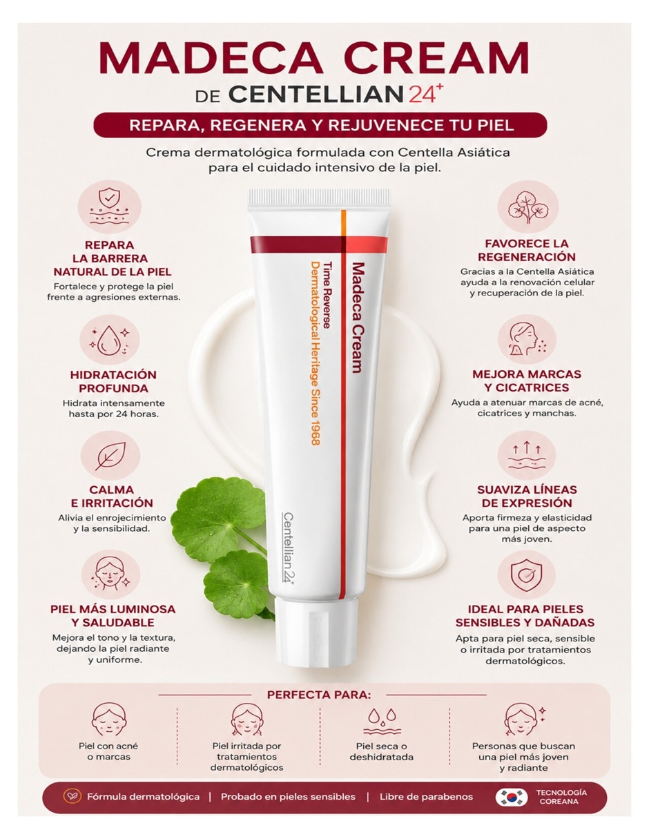 Tratamiento facial Madeca Cream Centella Asiática dermatológico 2