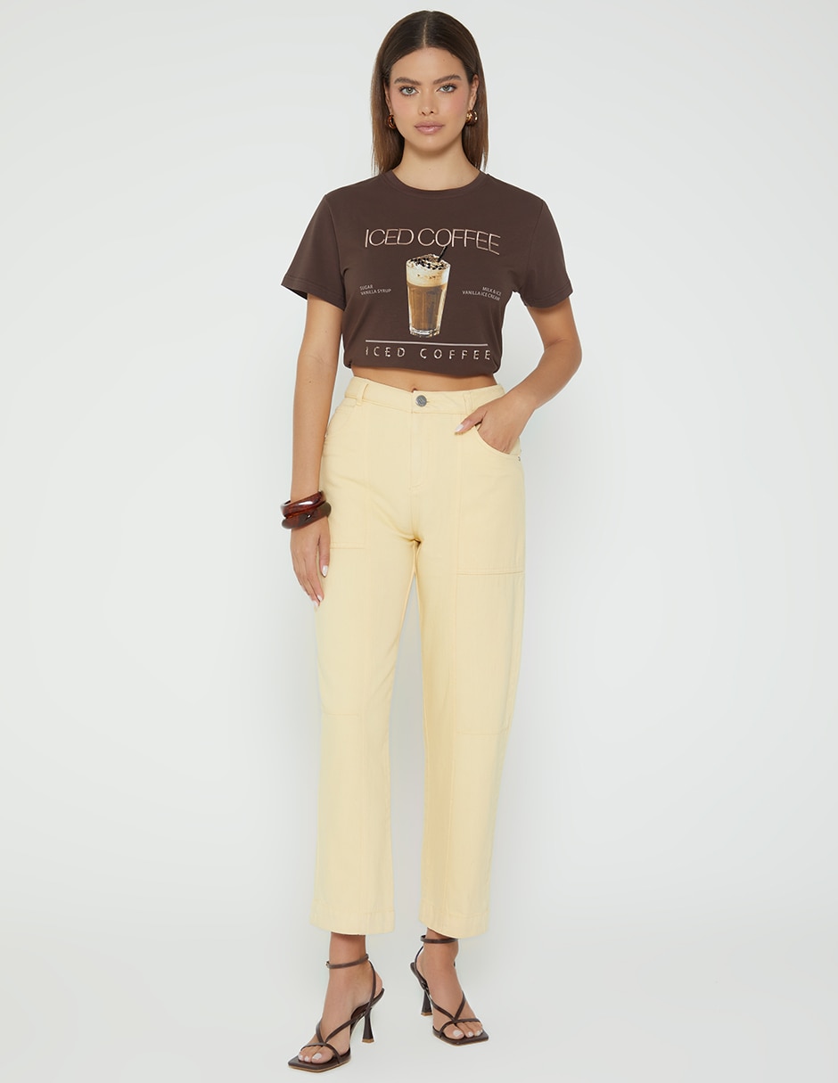 Jeans carpenter girlfriend cintura alta studio f sunset yellow denim para mujer