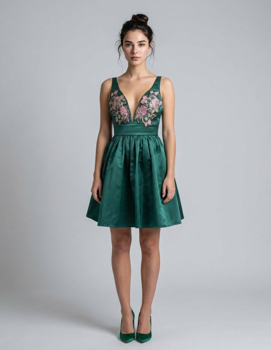 Vestido arriba rodilla fiesta maniju para mujer