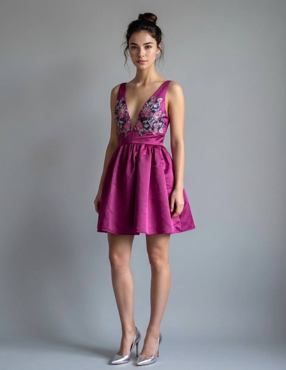 Vestido arriba rodilla fiesta para mujer 1