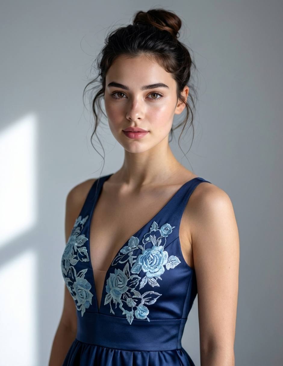 Vestido arriba rodilla de fiesta escote V 4
