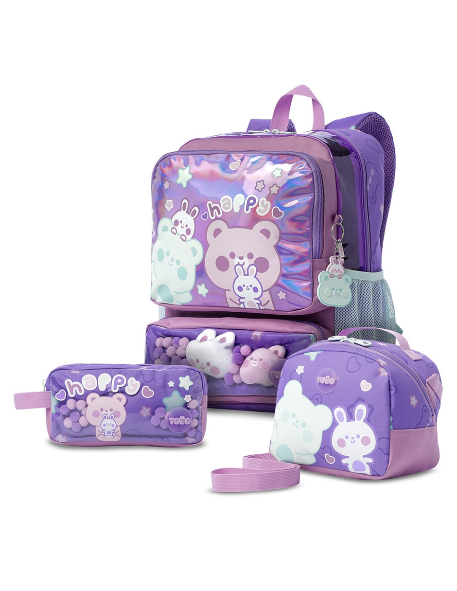 Set mochila ecolar Friends Party M para niña Set mochila ecolar Friends Party M para niña