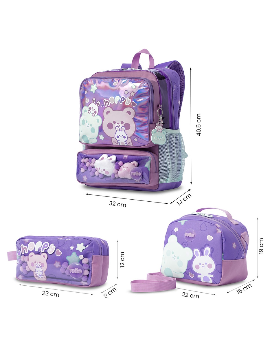 Set mochila ecolar Friends Party M para niña 12
