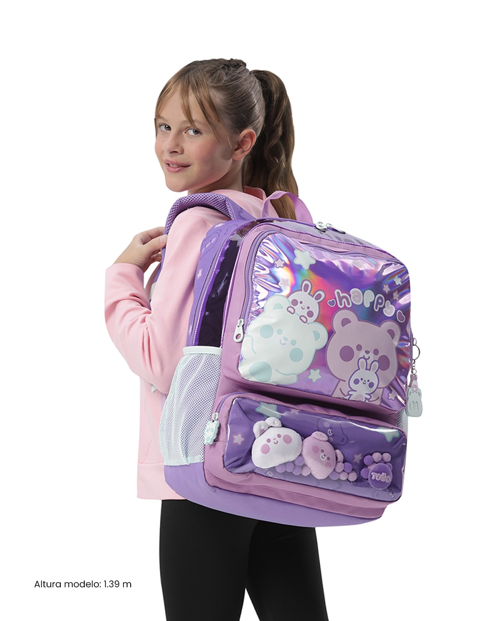 Set mochila escolar Totto Friends Party L para niña