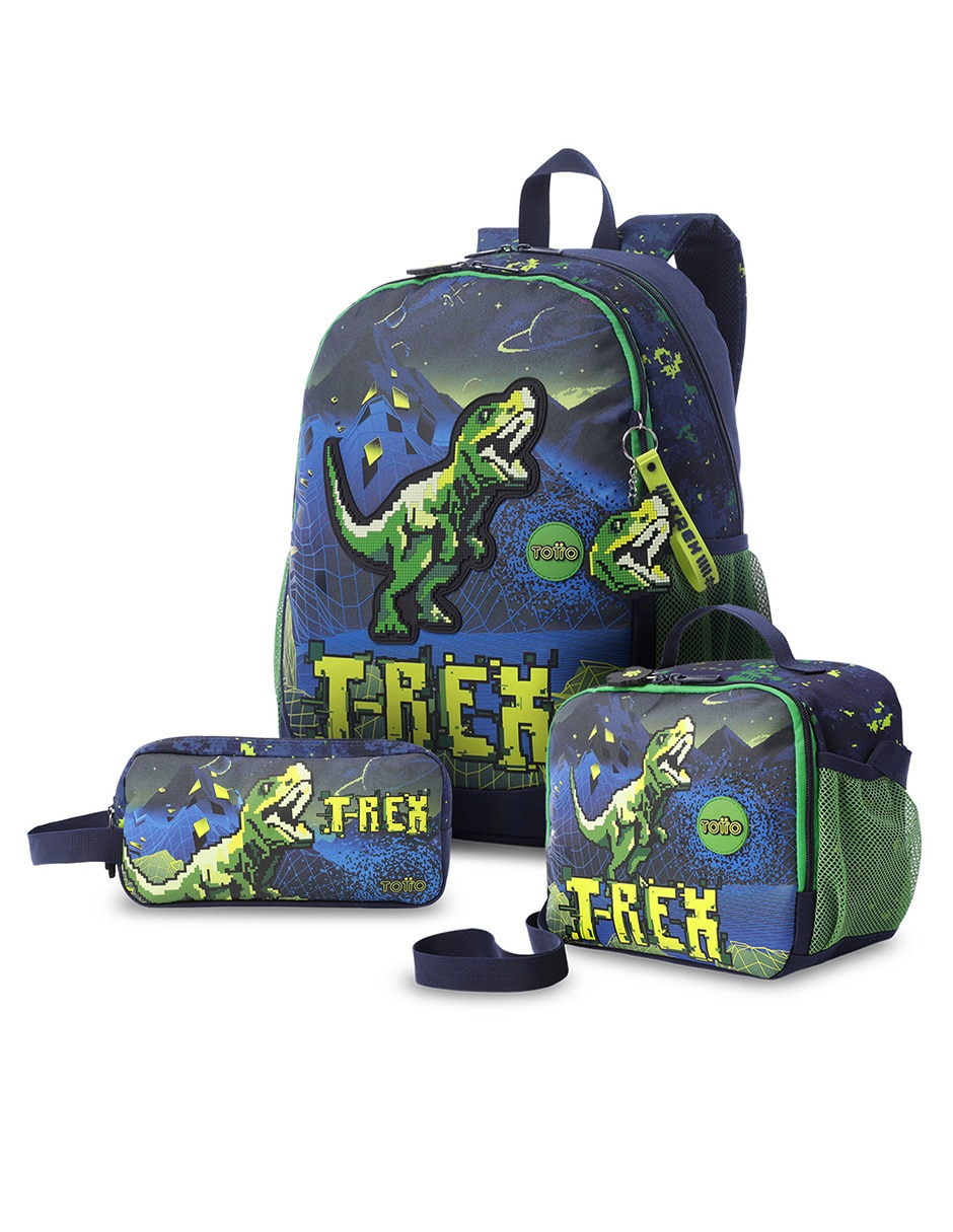 Set mochila escolar Dinosaurios Totto Combo Digisaurio L para niño