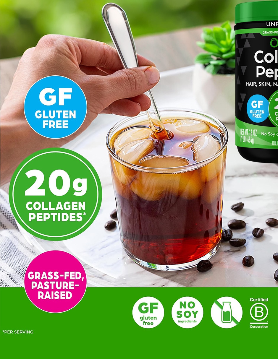 Orgain Colágeno Péptidos Bienestar Piel y Articular 454 g Orgain con Péptidos de colágeno hidrolizado (bovinos)