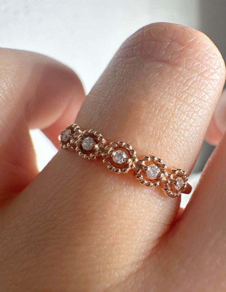 Anillo multi gemas idc jul2026 14 k de oro rosa diamante brillante