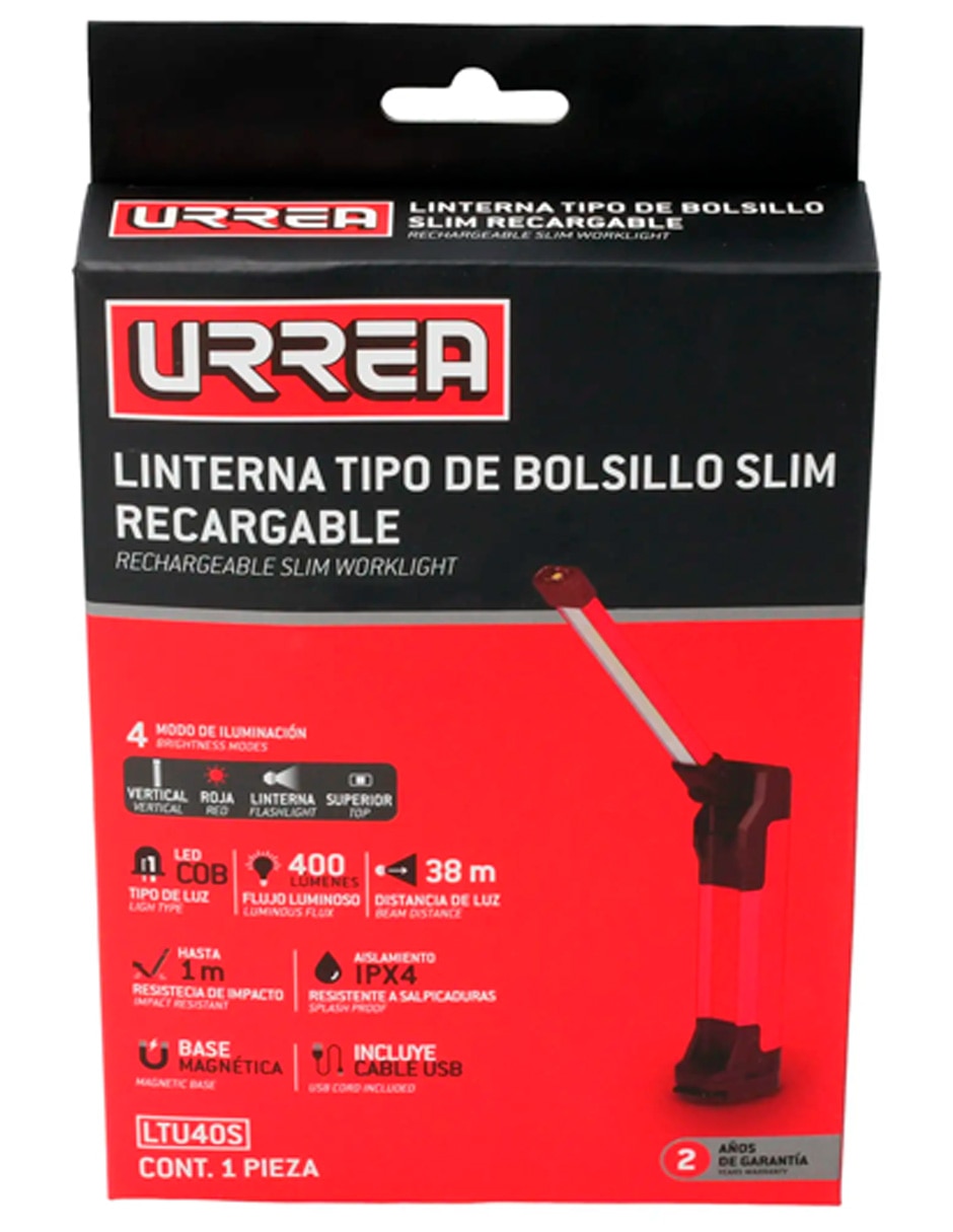 Linterna de trabajo LED tipo Slim para taller plegable recargable de 400 lm 3