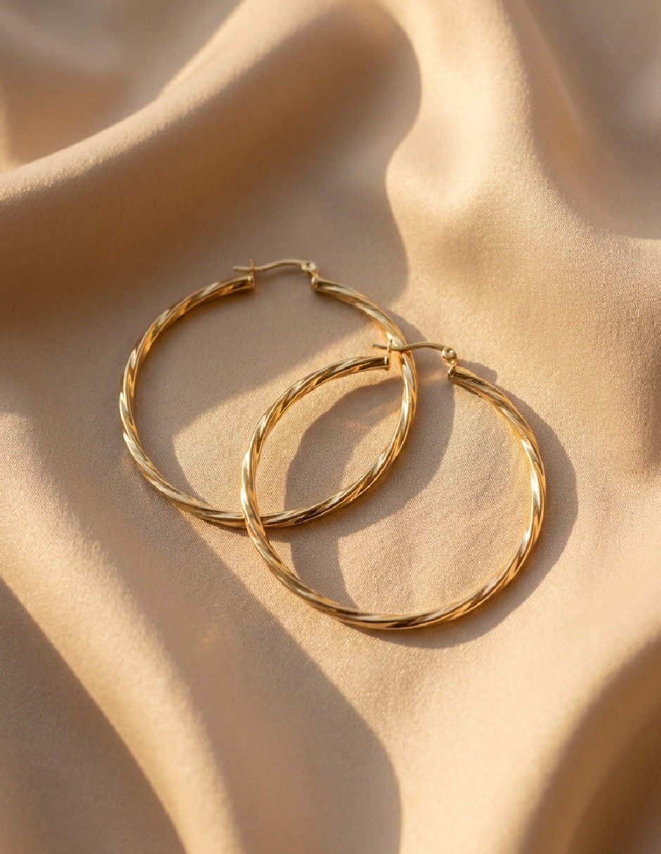 Arracadas genérica de oro laminado 18 k con acabado texturizado