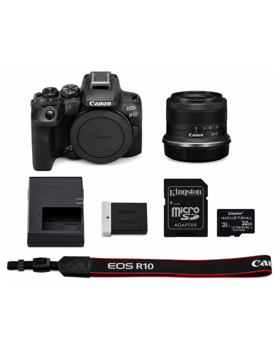 Cuerpo cam sin espejo Canon R100 con lente 18 a 55 mm f / 4.5 RF-Mount