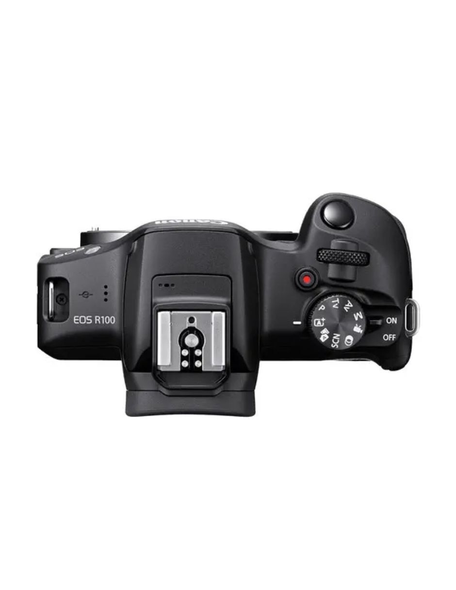 Cuerpo cam sin espejo Canon R100 con lente 18 a 55 mm f / 4.5 RF-Mount