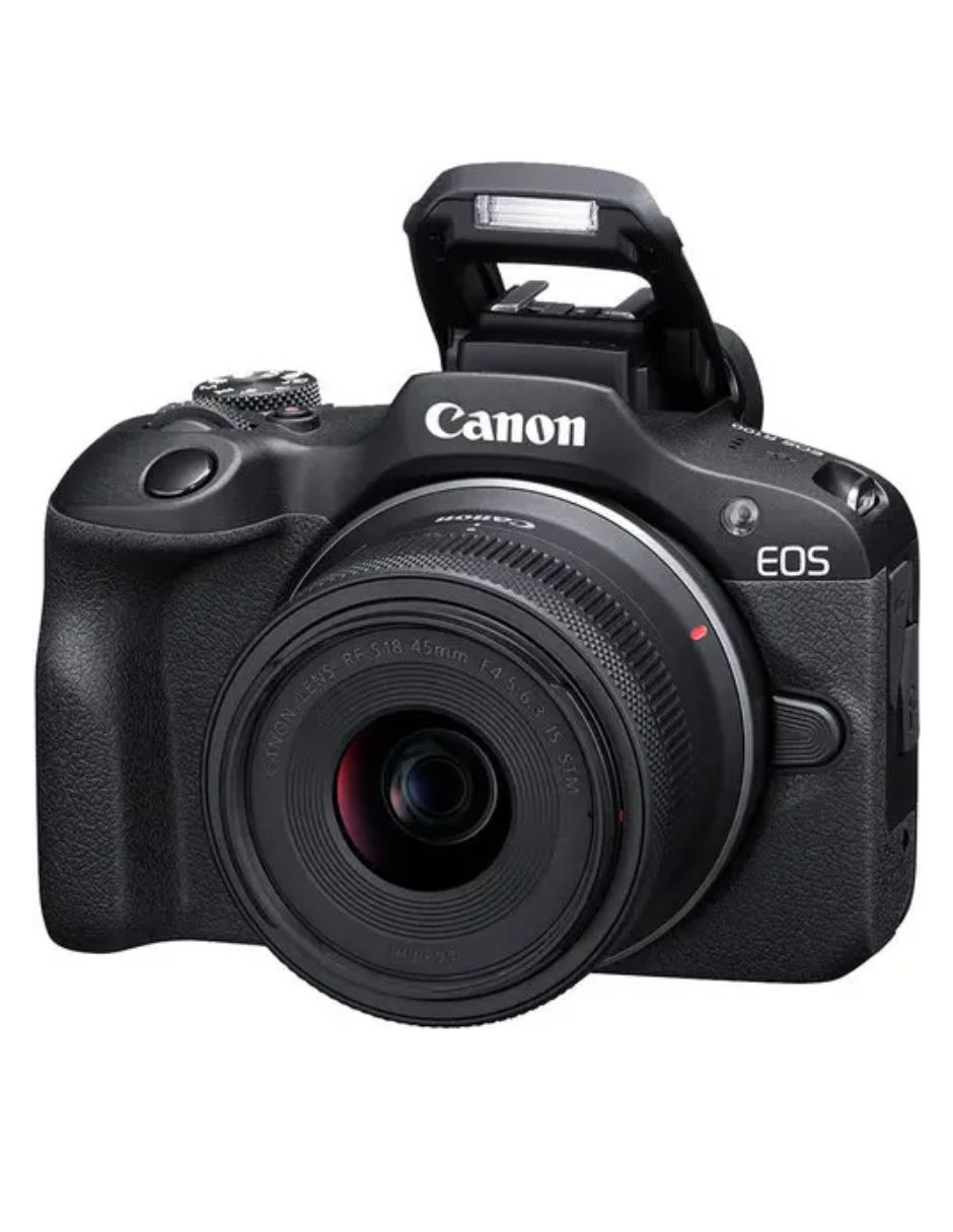 Cuerpo cam sin espejo Canon R100 con lente 18 a 55 mm f / 4.5 RF-Mount
