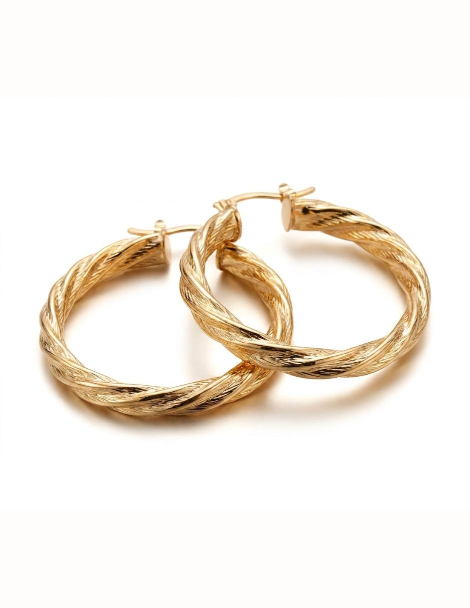 Arracadas de oro laminado 18 k con acabado texturizado Arracadas de oro laminado 18 k con acabado texturizado