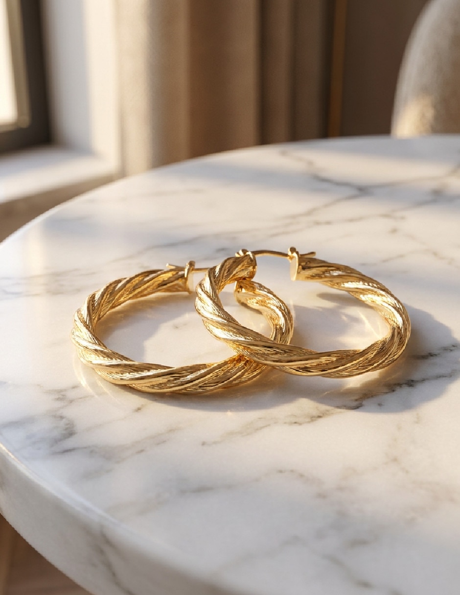Arracadas de oro laminado 18 k con acabado texturizado 4