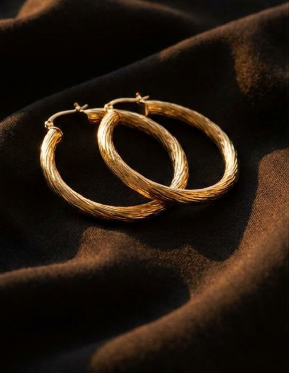 Arracadas de oro laminado 18 k con acabado texturizado 2