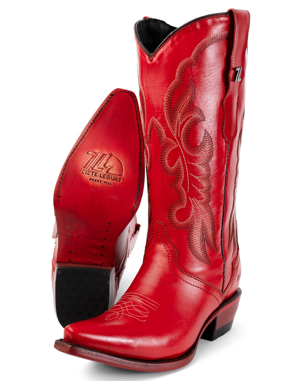 Bota cowboy abajo de la rodilla vaquera mujer de piel para mujer 4